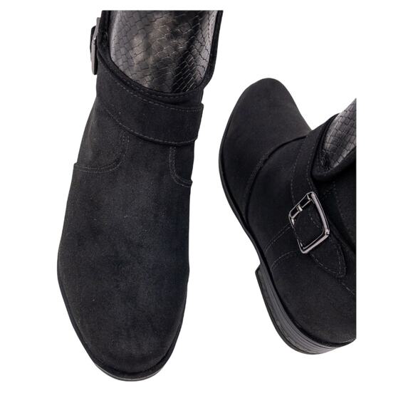 RAMARIM Black Snake Napa Leather Double Buckle Accent Ankle Boots 5 Women's - Picture 6 of 9